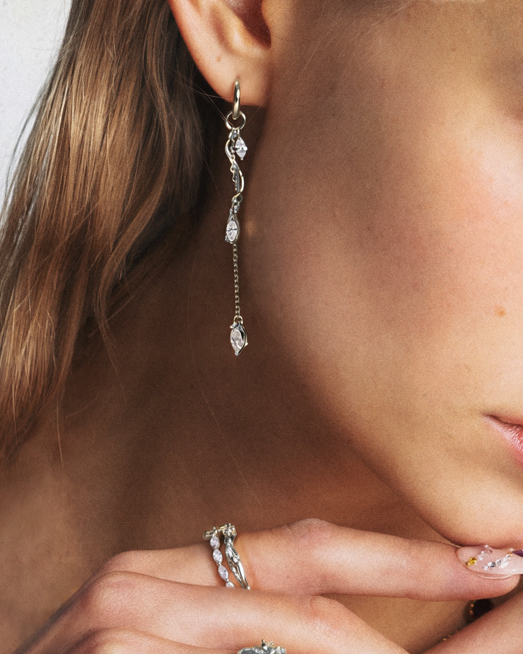 Aria Vine Drop Earrings in Silver
