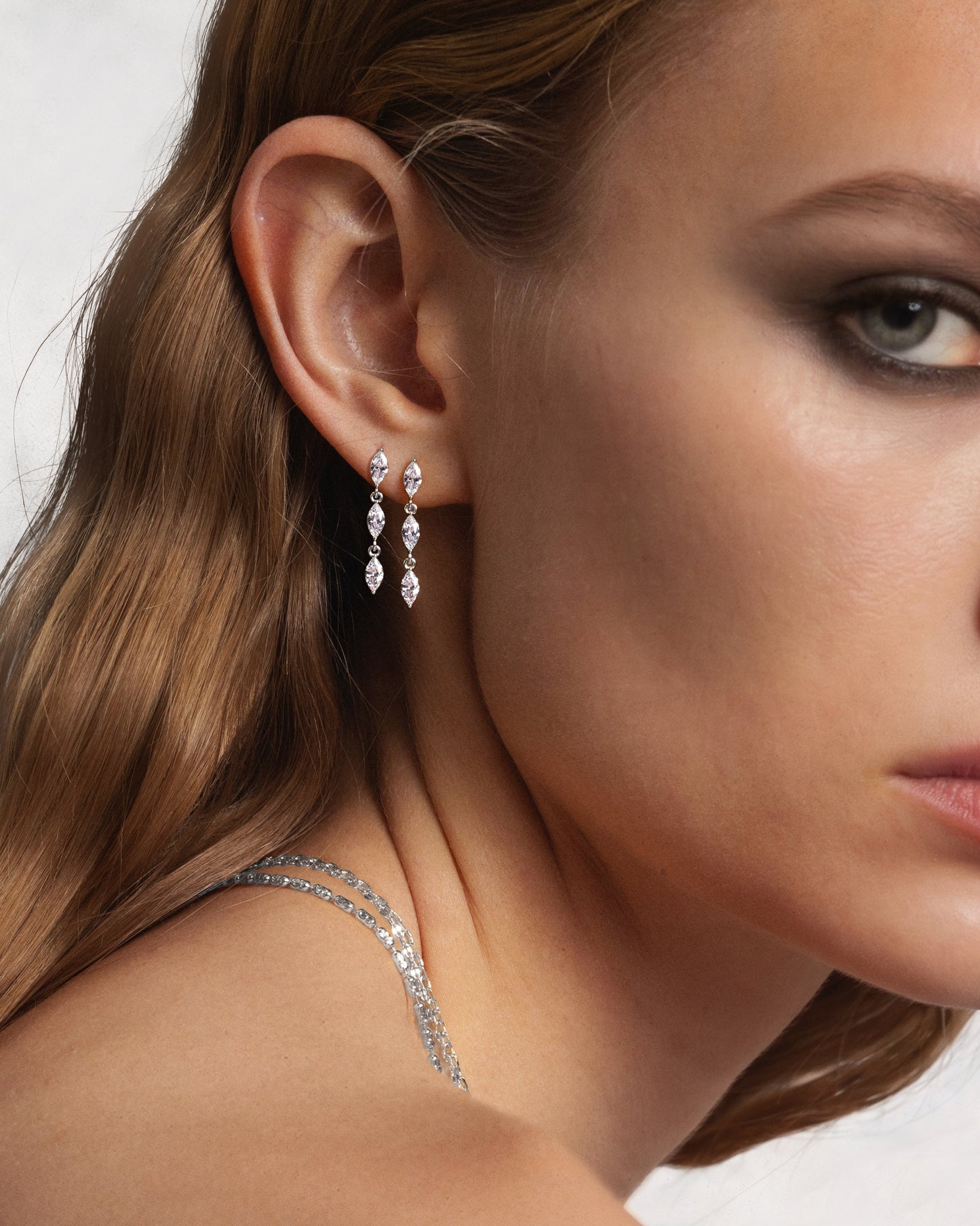 Crystal Marquise Earrings in Silver