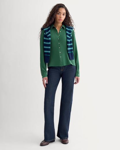 Shrunken Top in Washable Silk | Hunter Green