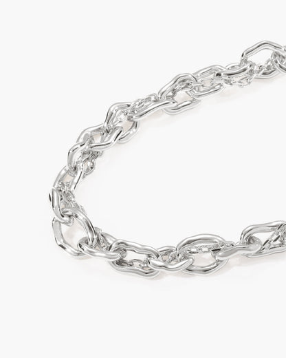 Molten Dual Chain Bracelet in Silver