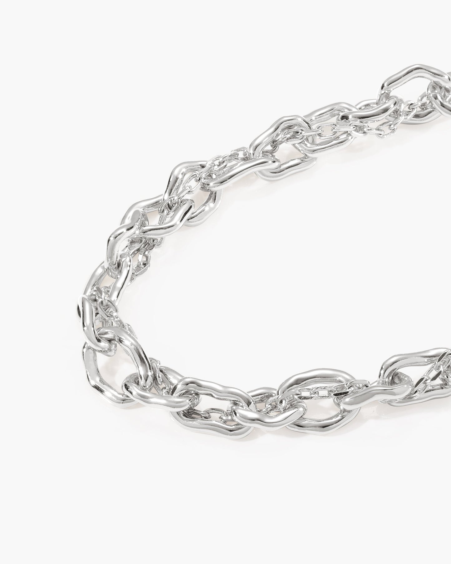 Molten Dual Chain Bracelet in Silver