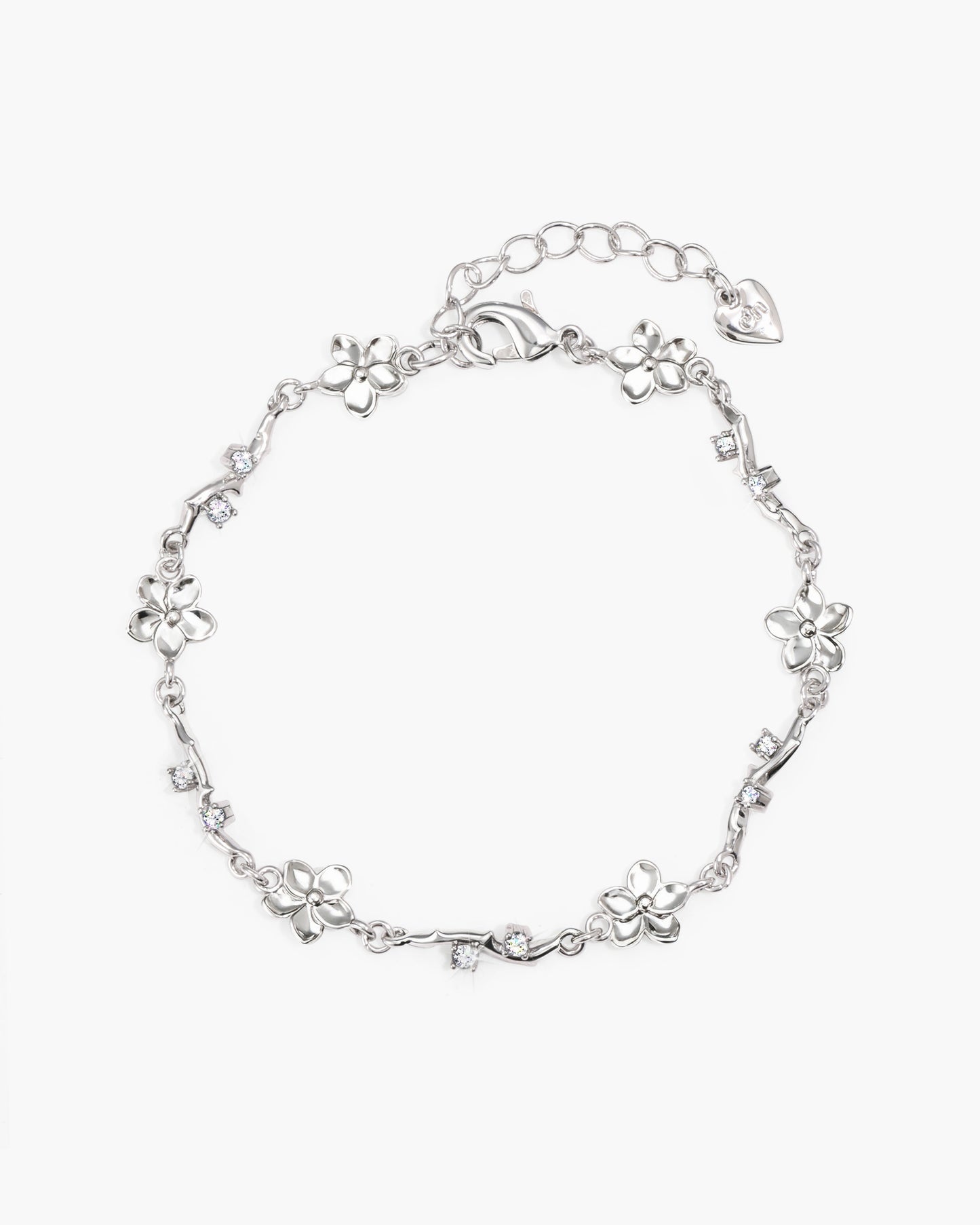 Ivy Floral Bracelet in Silver