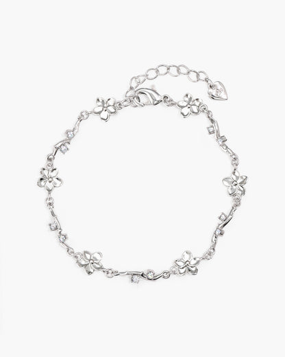 Ivy Floral Bracelet in Silver