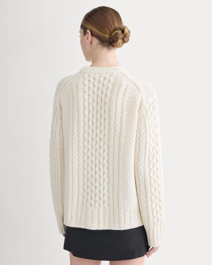 Cable Sweater in Luxe Merino | Bone