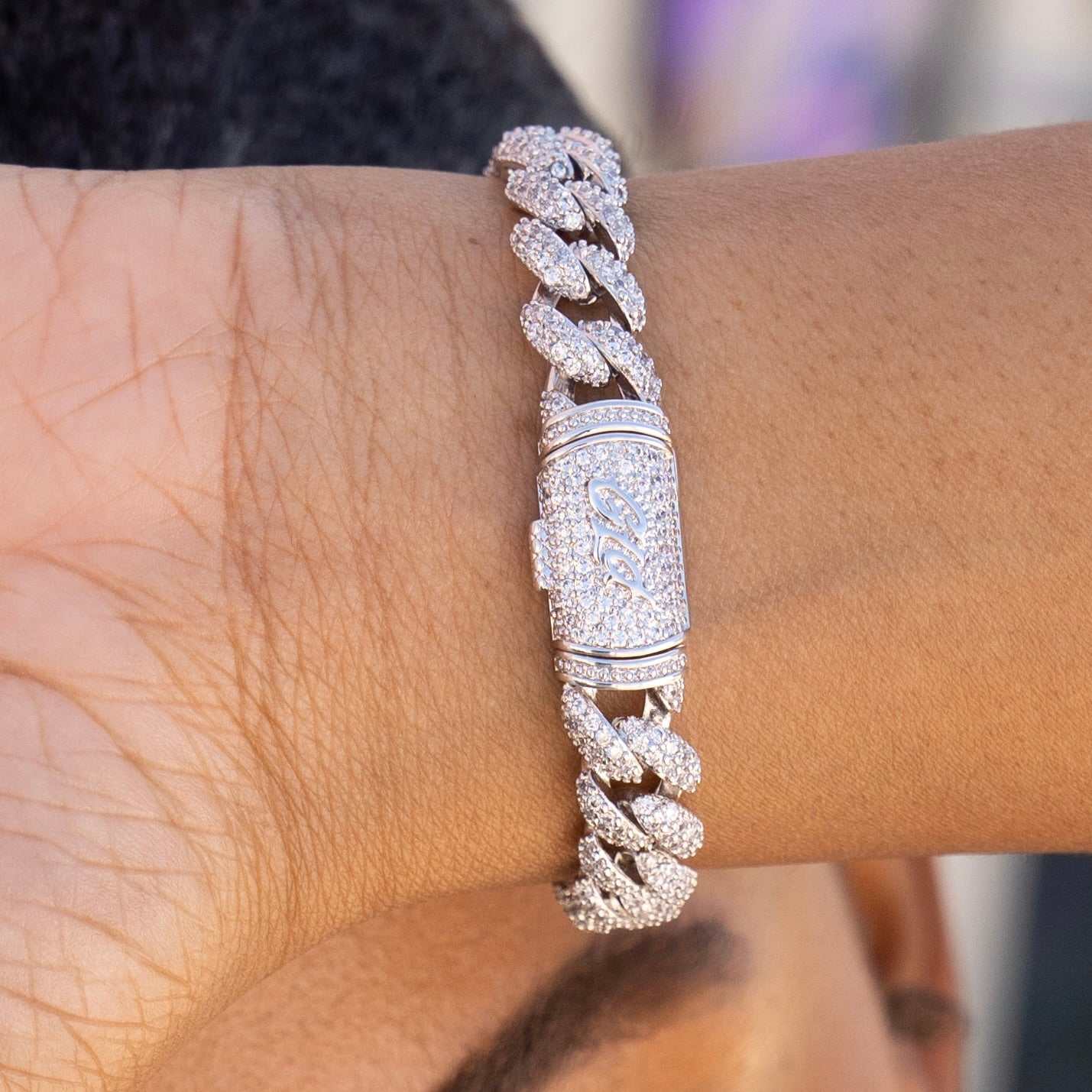 Diamond Cuban Bracelet in White Gold - 8.5mm