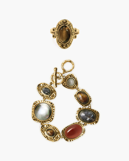 Gold Athena Bracelet and Ring Set