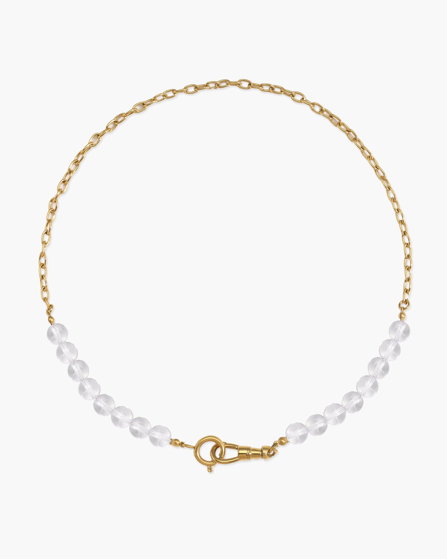 Clear Quartz Beaded Necklace with Charm Holder Clasp