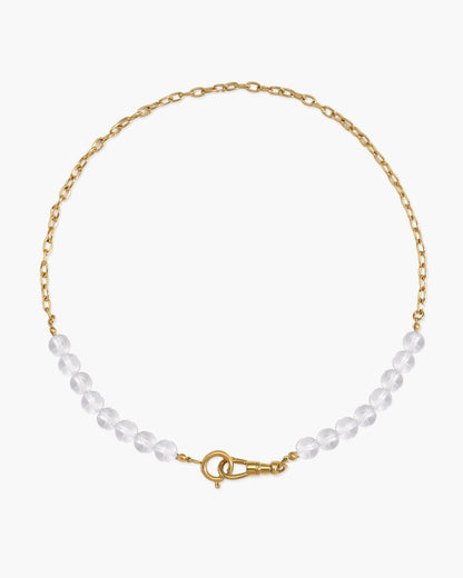 Clear Quartz Beaded Necklace with Charm Holder Clasp