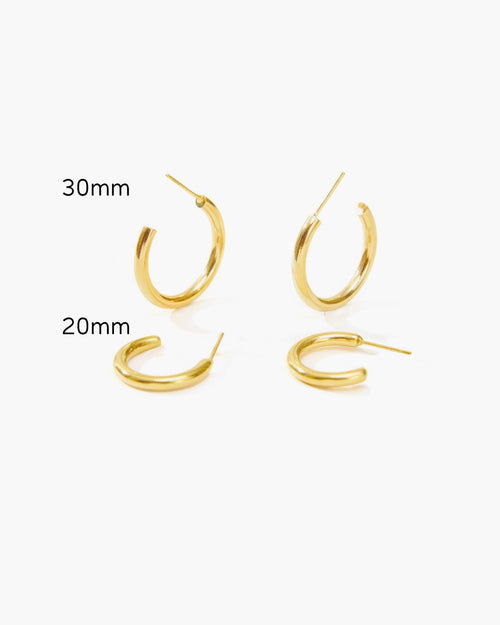 Gold Endless Hoop Earrings Set