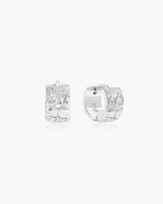Mini Serenade of Orchid Hoops in Silver