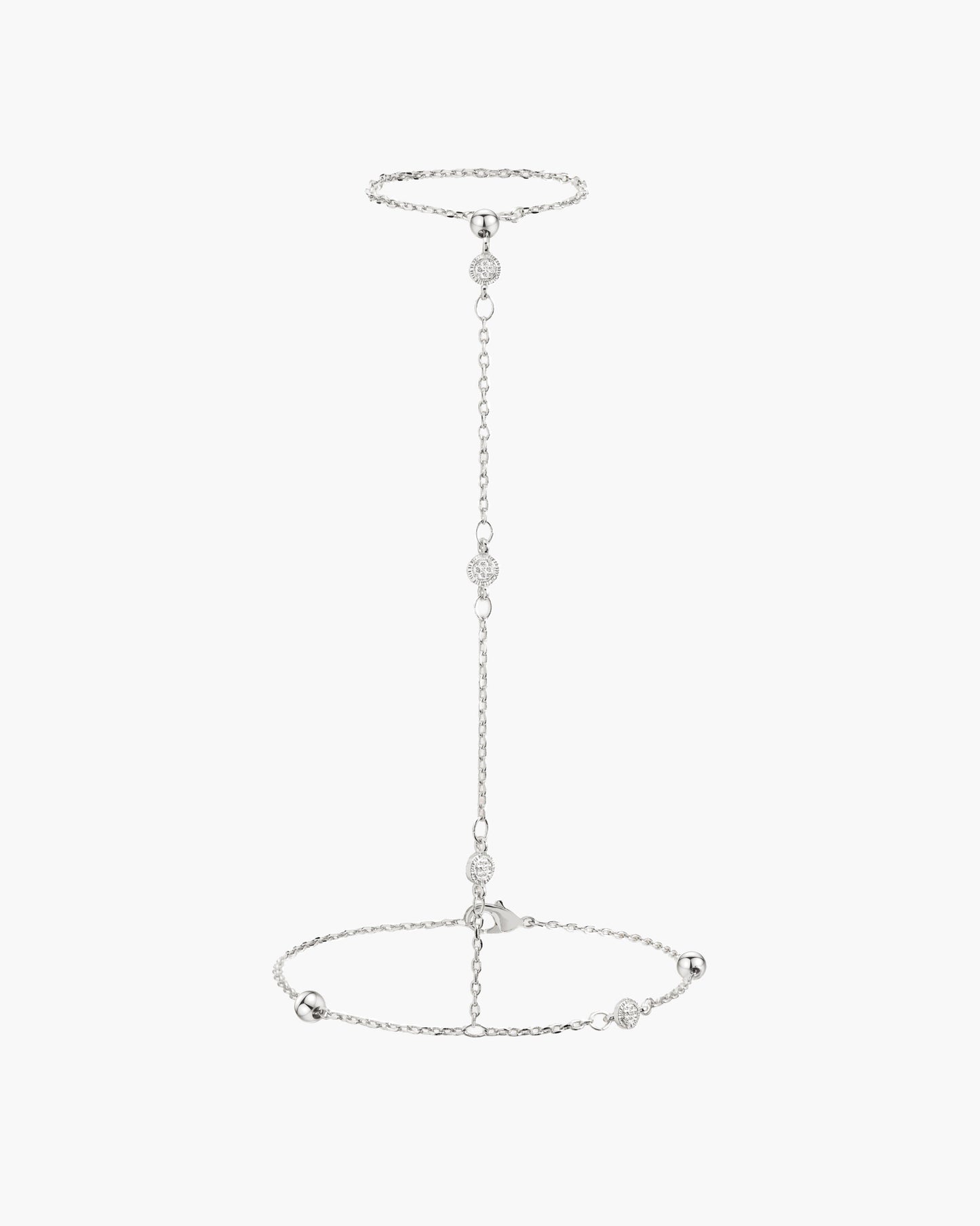Hojas Coin Hand Chain Bracelet in Silver