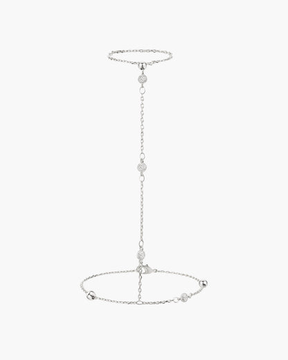 Hojas Coin Hand Chain Bracelet in Silver