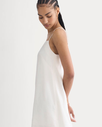 Mini Shift Dress in Stretch Linen | Bone