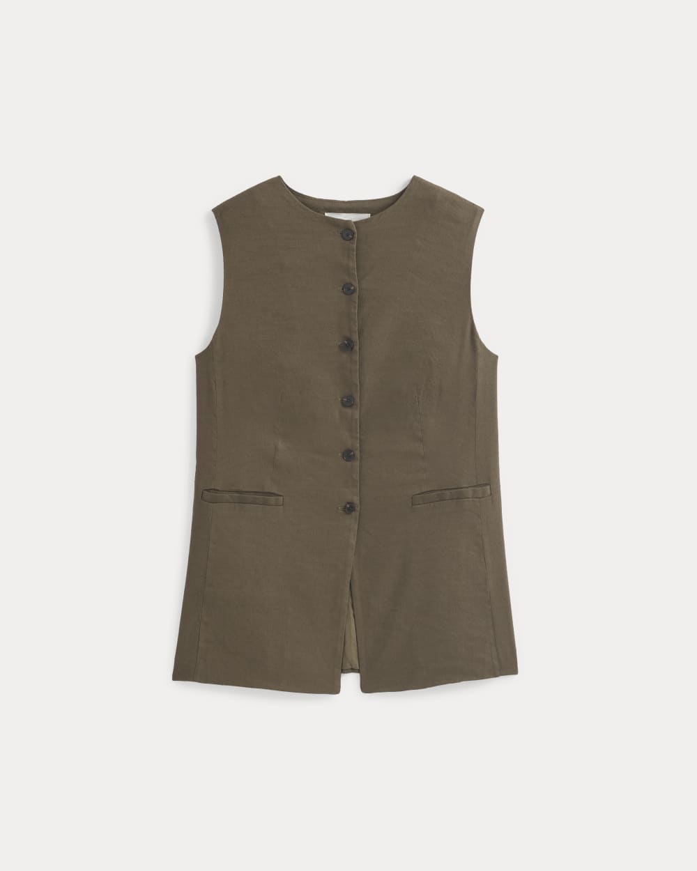 Long Vest in Stretch Linen | Beech