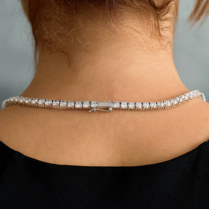Diamond Eternity Tennis Cross Rosary Lariat Necklace in White Gold - 5mm