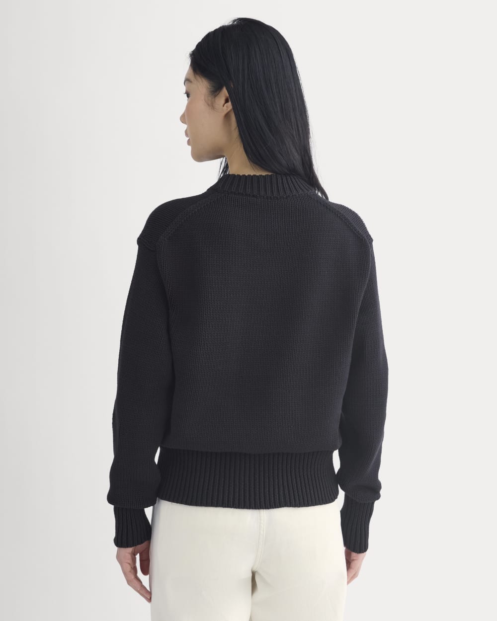 Oversized Cocoon Crew in Elevated Cotton | Black