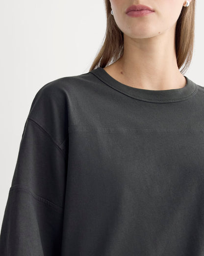 Oversized Varsity Tee in Essential Cotton | Washed Black