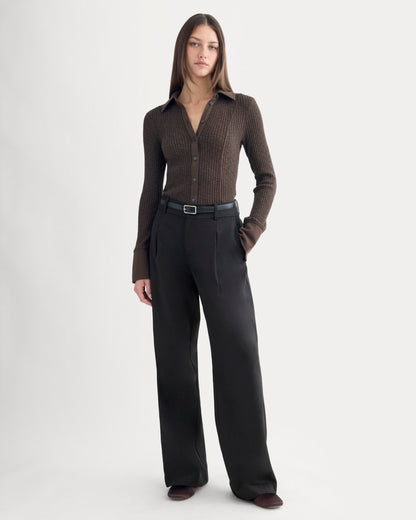 Cozy Rib Button-Up | Coffee Bean