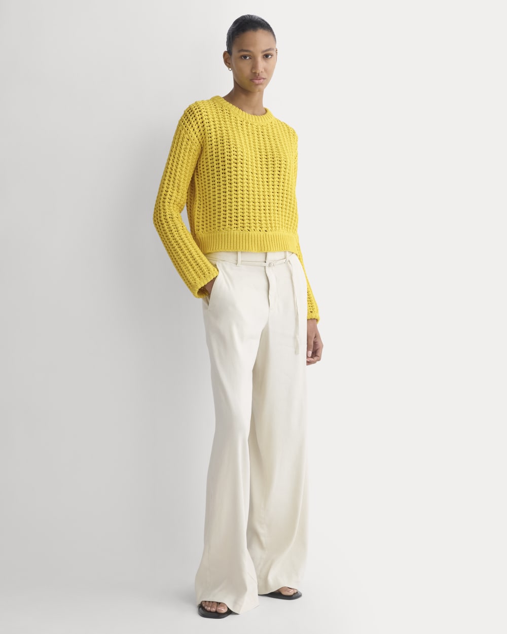 Open-Knit Crew in Elevated Cotton | Passion Fruit