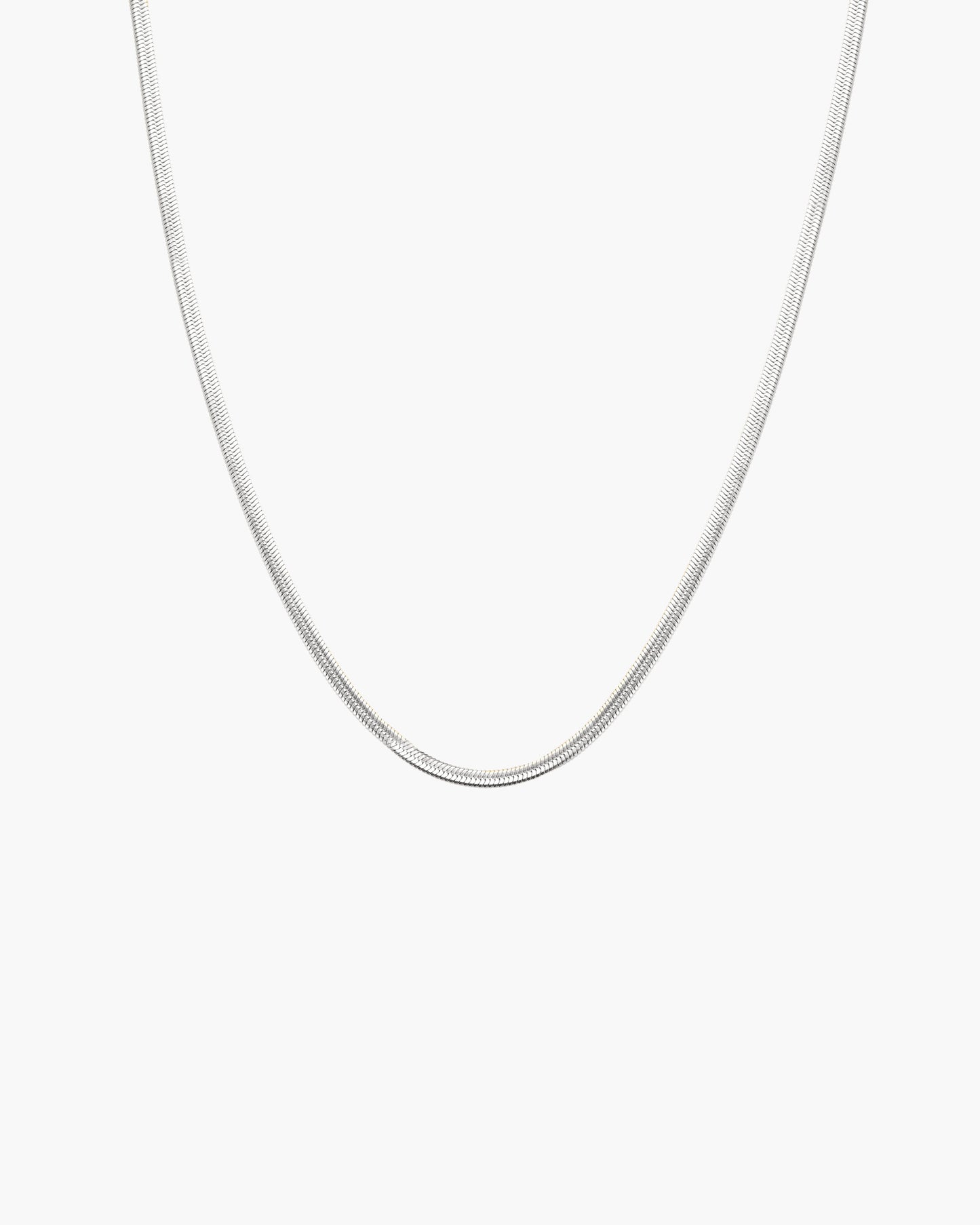 3mm Herringbone Chain Necklace in Silver