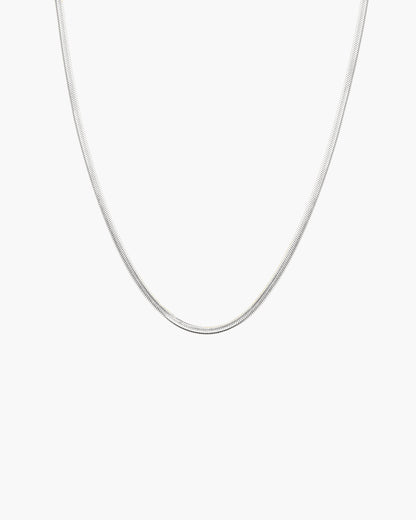 3mm Herringbone Chain Necklace in Silver