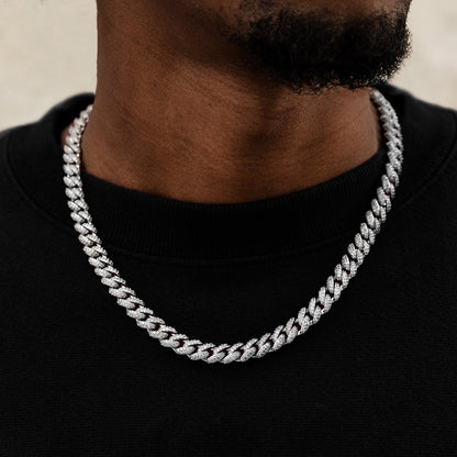 Diamond Cuban Chain + Bracelet Gift Bundle in White Gold - 8.5mm
