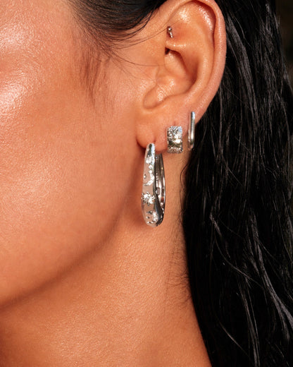 Solis Hoop Earrings in Silver
