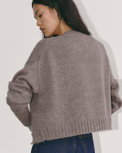 The Boxy Cardigan in Alpaca | Taupe Melange