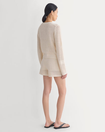 Open Knit Long-Sleeve Crew in Everyday Cotton | Canvas