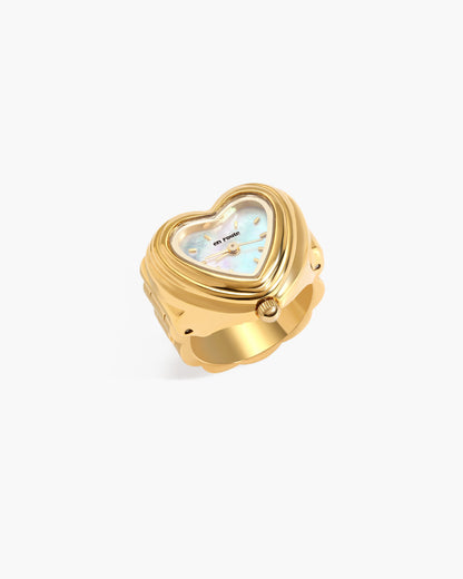 City Heart Watch Ring in Gold