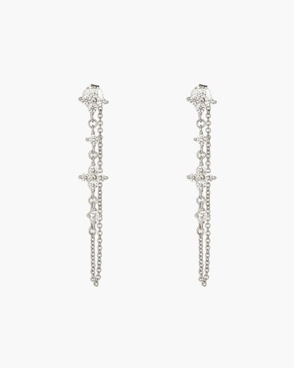 Silver Clover Drop Earrings