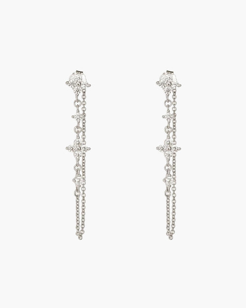 Silver Clover Drop Earrings
