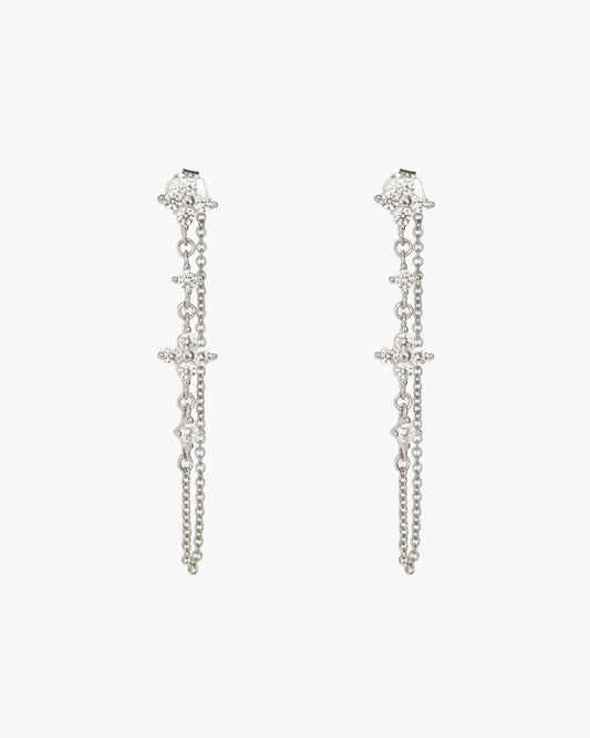 Silver Clover Drop Earrings