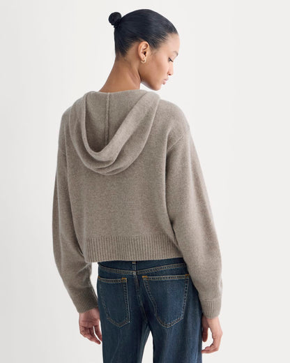 Full-Zip Hoodie in Wool Cashmere | Oatmeal