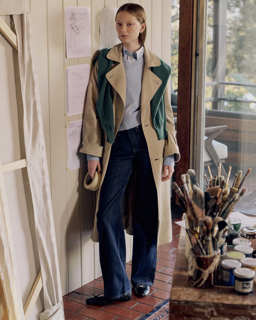 Drapey Twill Trench | Trench Coat Khaki