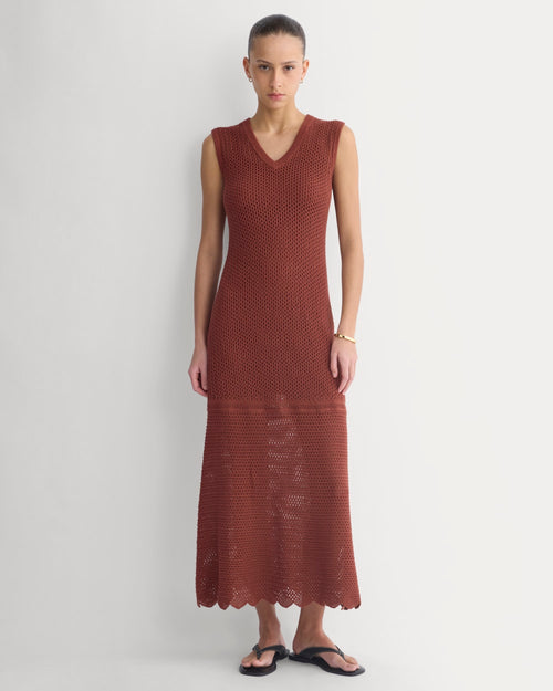 Lace Knit Maxi Sweater Dress | Henna Red