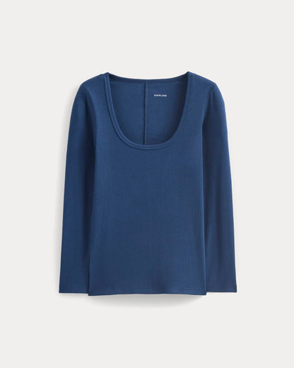 Luxe Rib Deep U-Neck Top | Estate Blue