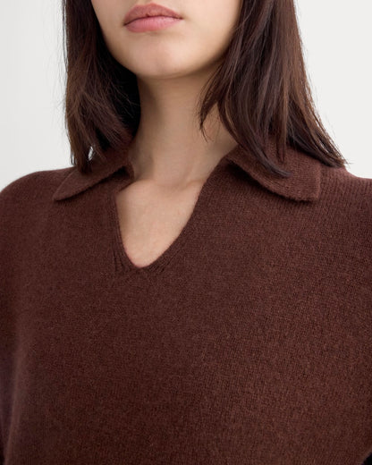 Cashmere Polo Sweater | Dark Mahogany
