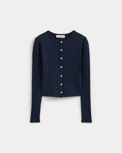 Cardigan in Pointelle | Deep Navy