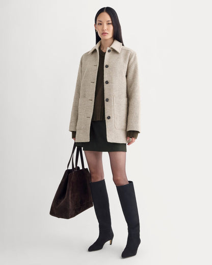 Italian Car Coat | Taupe Herringbone