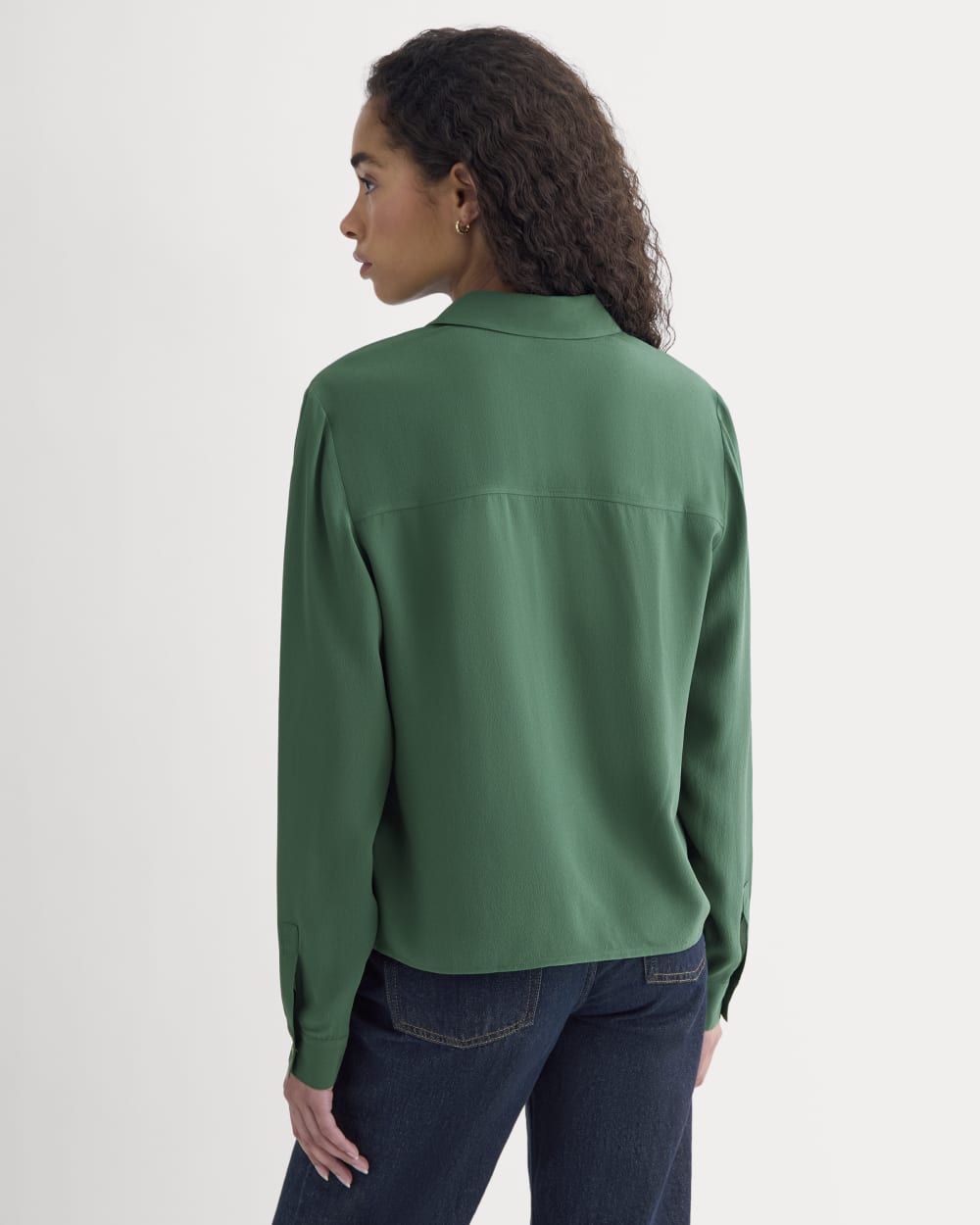 Shrunken Top in Washable Silk | Hunter Green