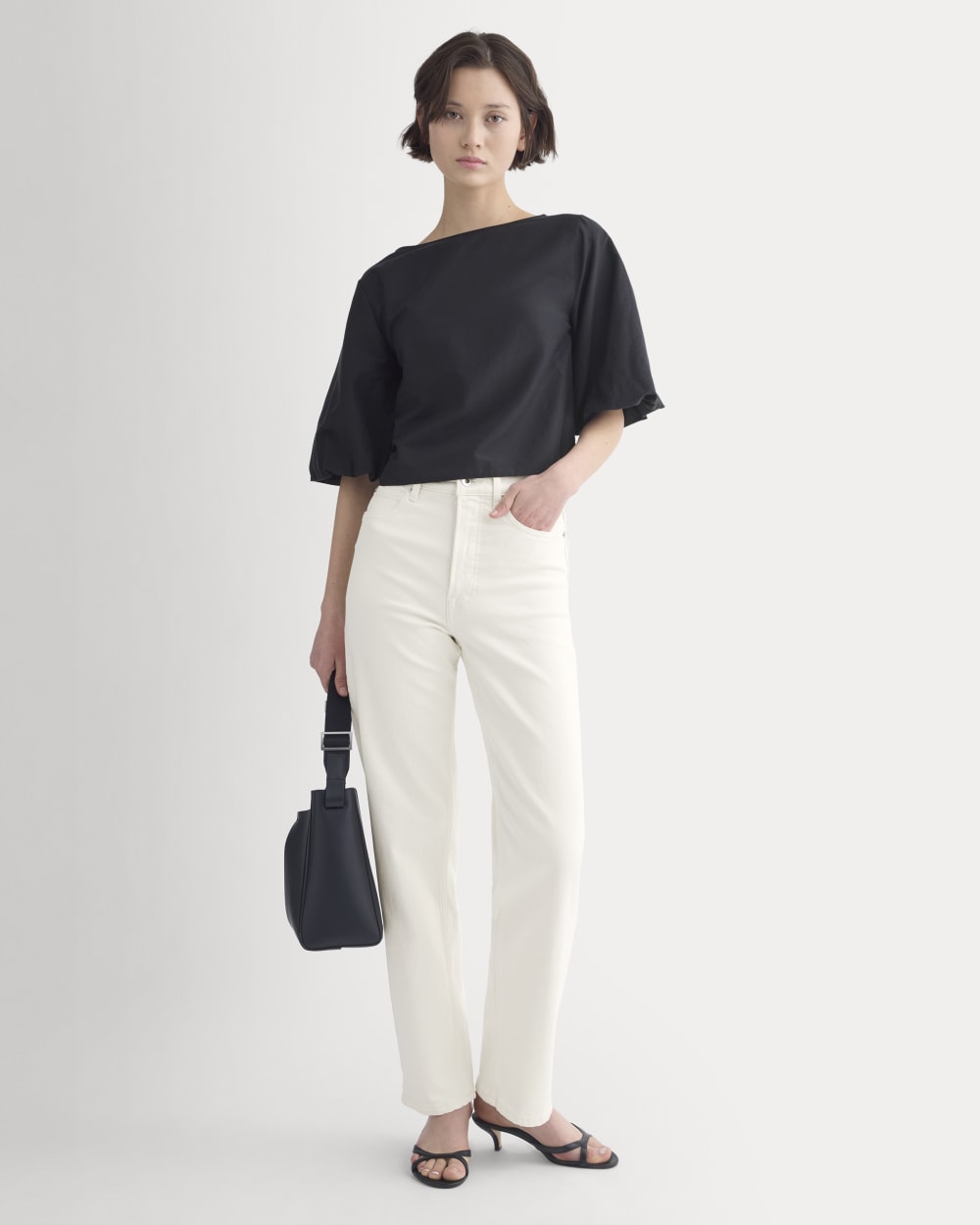 Bubble-Sleeve Top | Black
