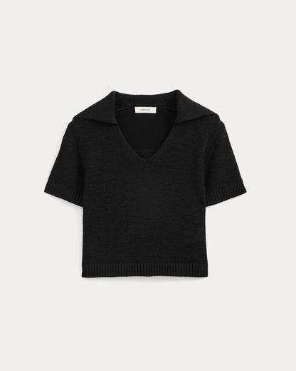 Open Collar Polo | Black