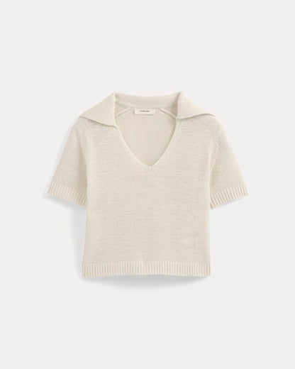 Open Collar Polo | Bone
