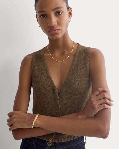 Button-Front Tank in Tape Yarn | Beech