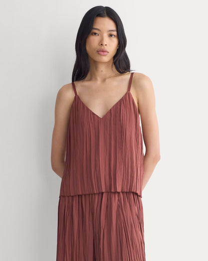 Crinkle Trapeze Tank | Henna Red