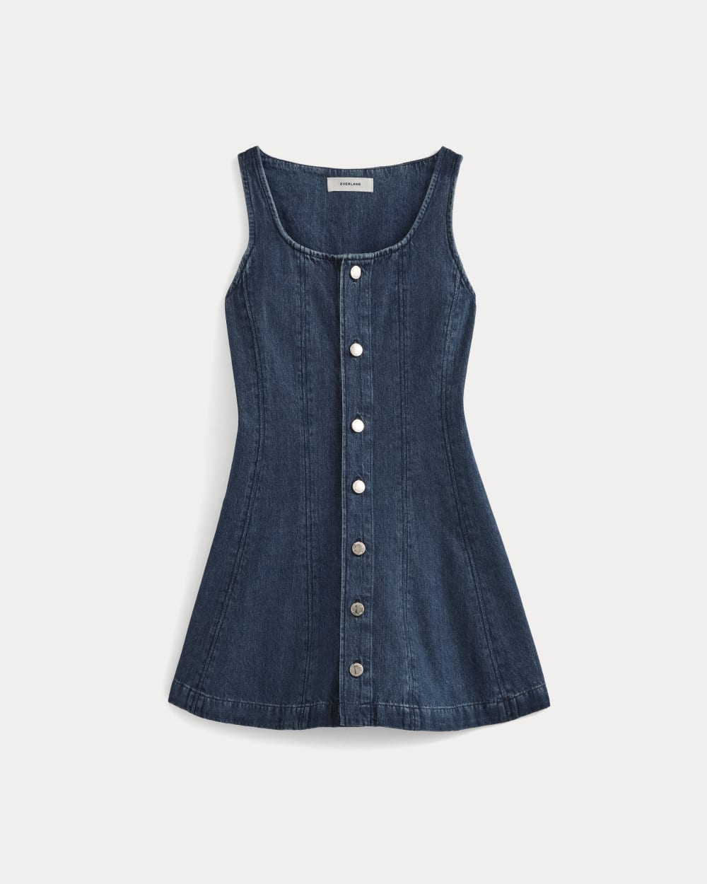 Denim Button-Front Mini Dress | Dark Indigo