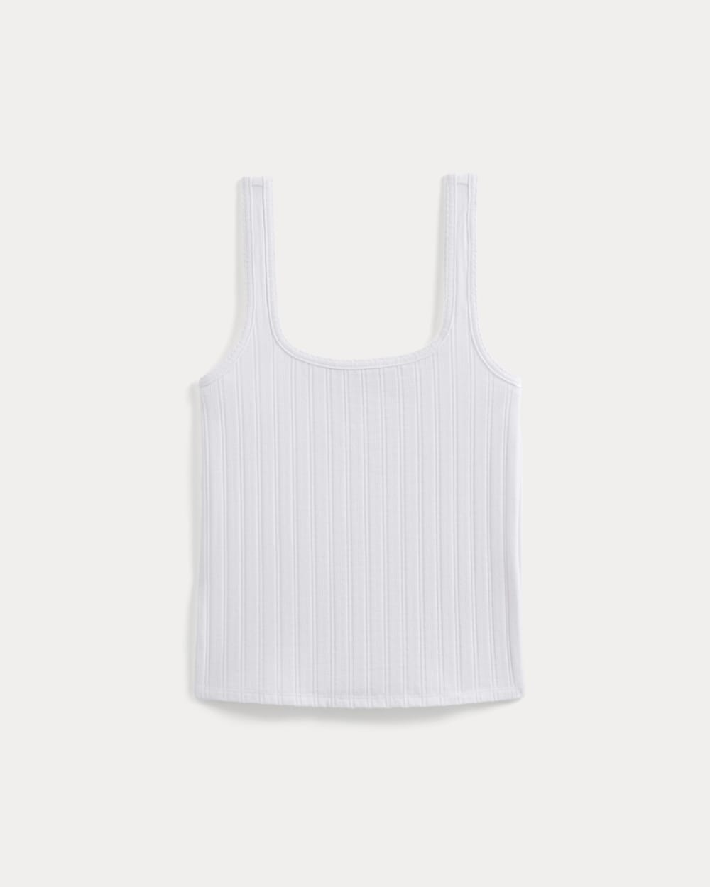 Scoop-Neck Tank in Pointelle | White