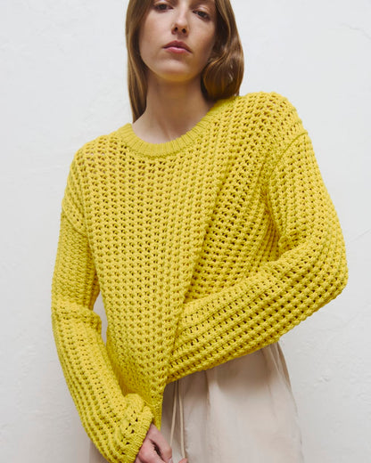 Open-Knit Crew in Elevated Cotton | Passion Fruit