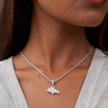 Denver Broncos Official NFL Micro Logo Pendant - White Gold